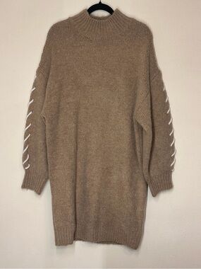 Sunday Edition Women's Mock Neck Lace-Up Knit Sweaterdress Solid L